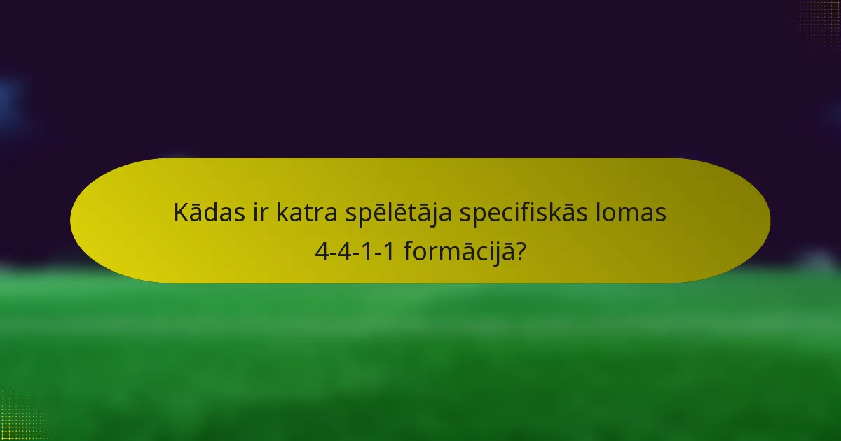 Kādas ir katra spēlētāja specifiskās lomas 4-4-1-1 formācijā?